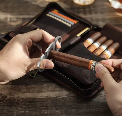 Etui de rangement de cigares en cuir "BAROUDEUR"
